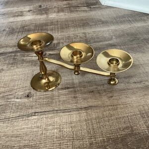 Vintage Solid Brass 3-Arm Candelabra, Candle Stick Holder